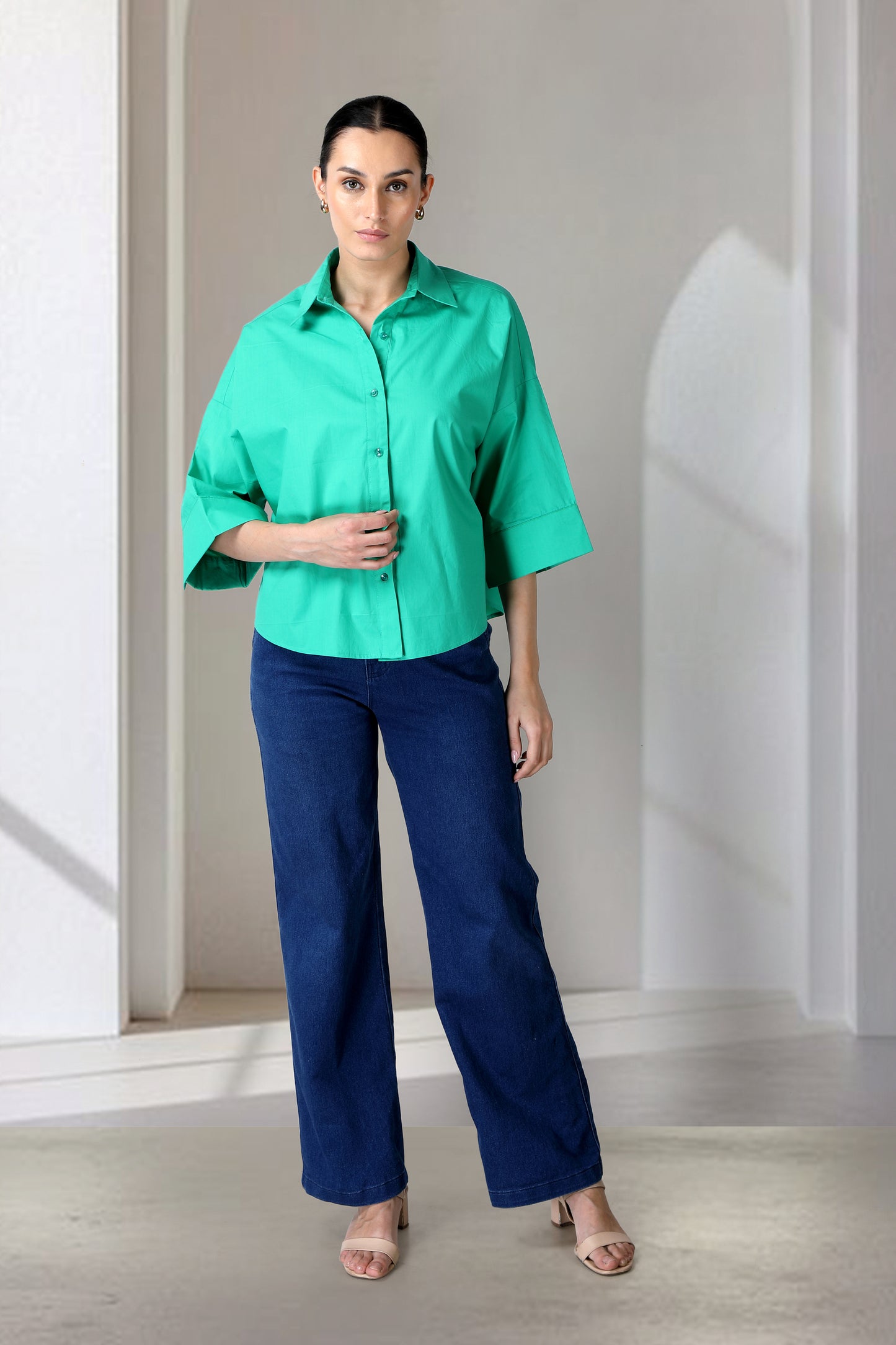 Turquoise Green collar Shirt