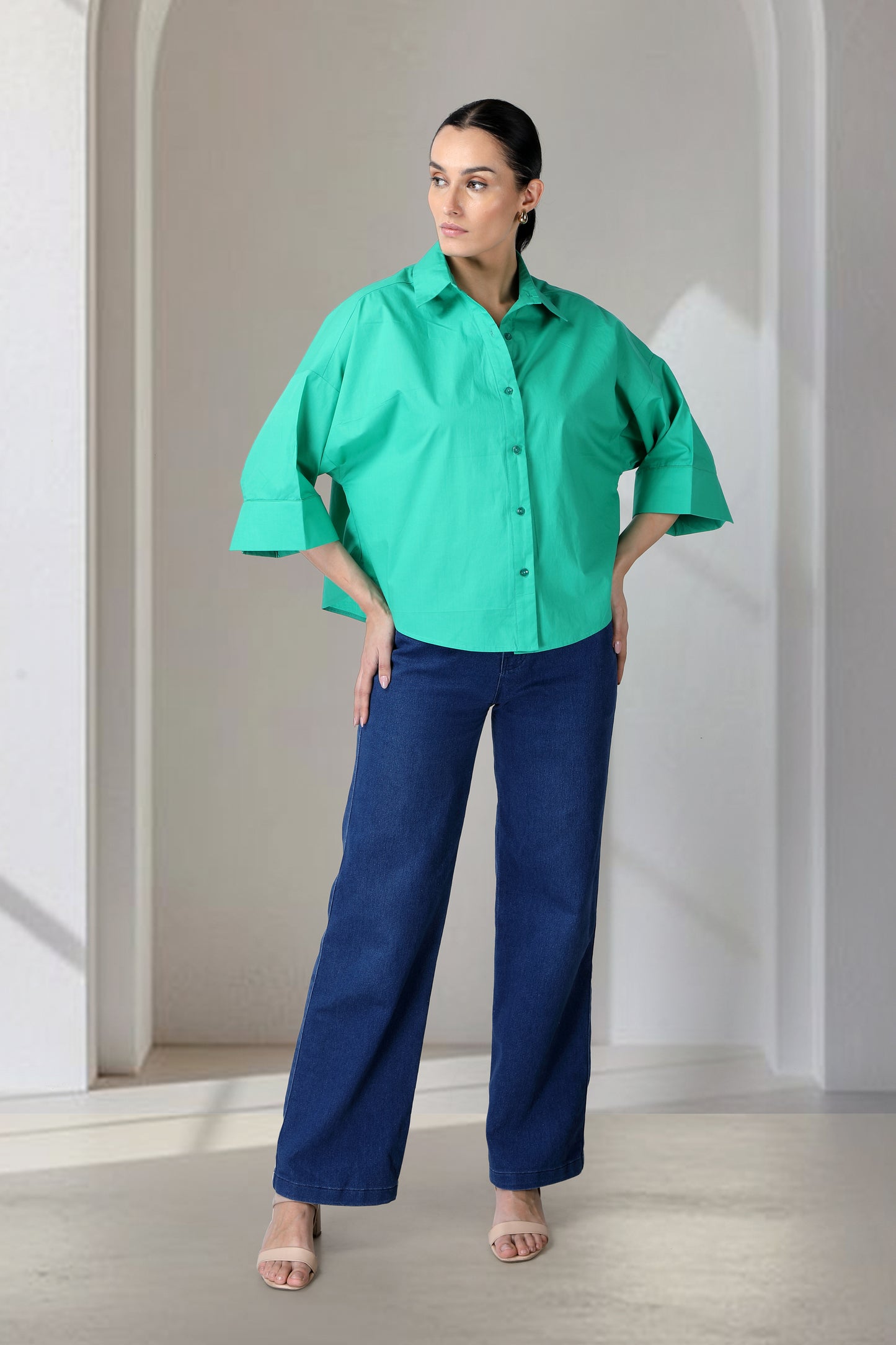 Turquoise Green collar Shirt