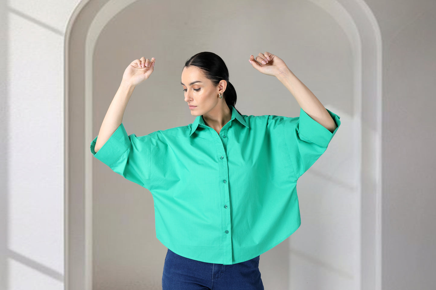 Turquoise Green collar Shirt