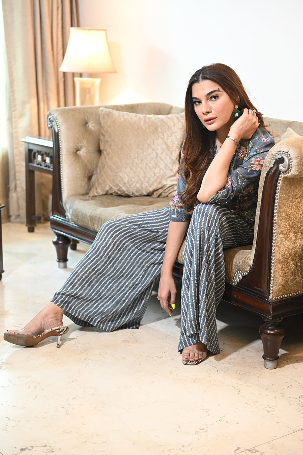 Grey Bandhini Jacket Jumpsuit - Set of 2