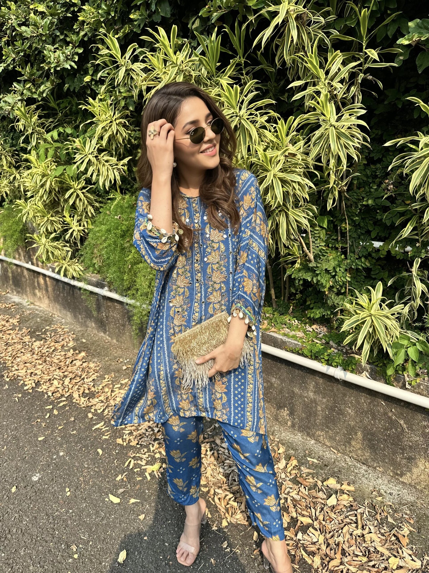 Kaftan Bandhini Kurta Set With Pants - Set of 2