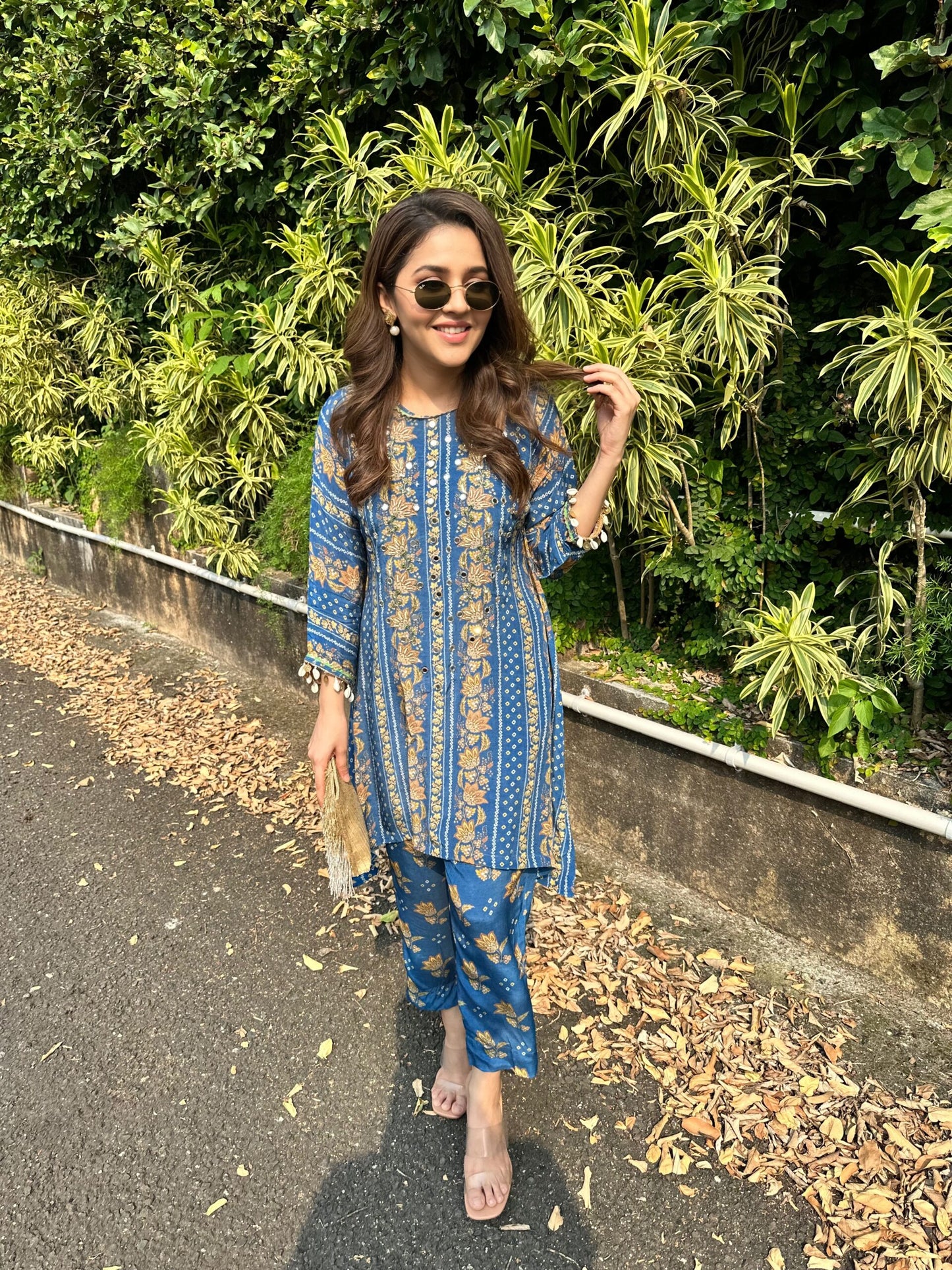 Kaftan Bandhini Kurta Set With Pants - Set of 2