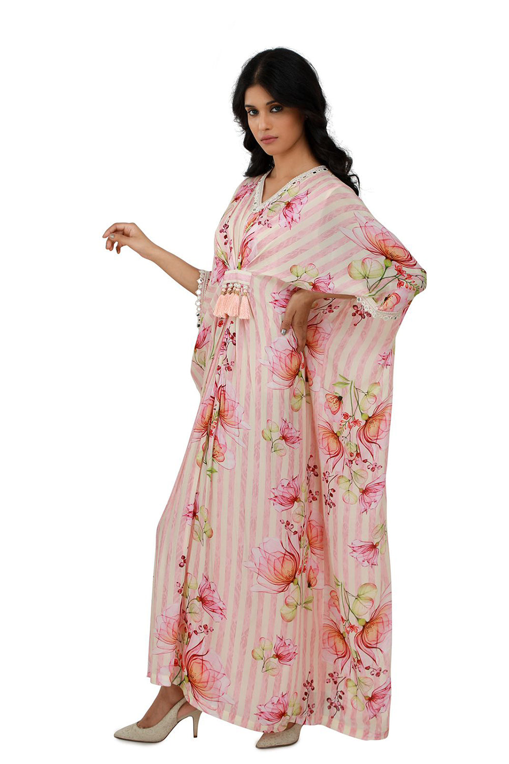 Full Length Pink & White Kaftan