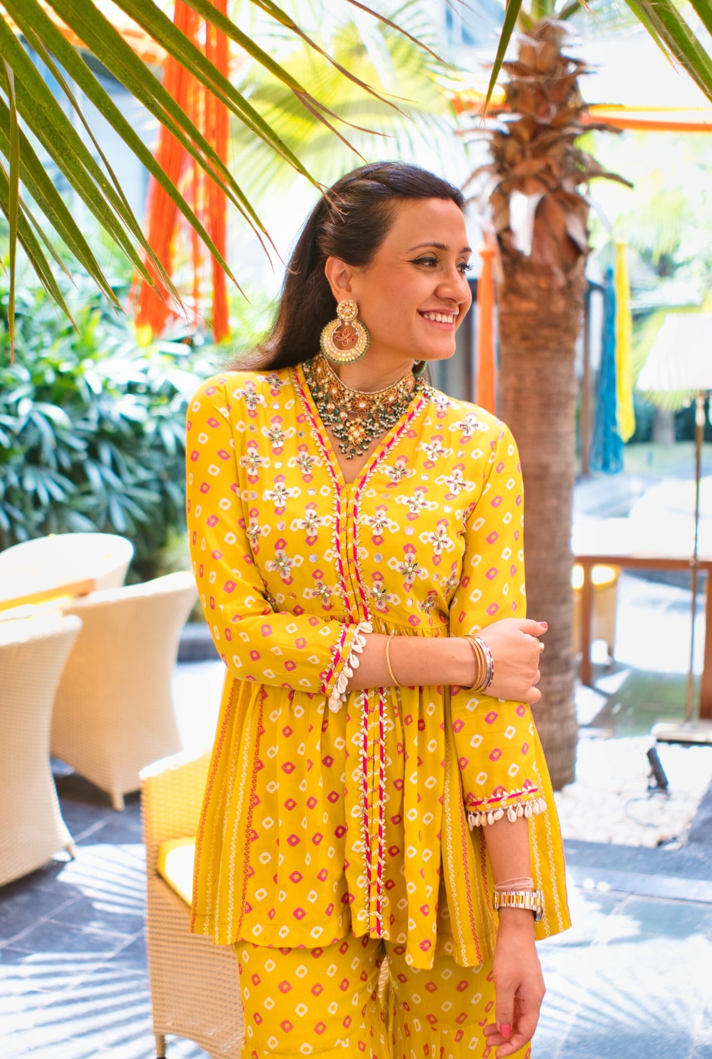 Yellow Sharara Bandhini Print Set - SET OF 2