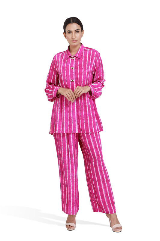 Majenta Lehriya Co-ord Set - Set of 2