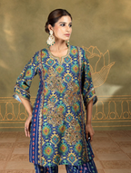 Alvira Ikat Bandhini Kurta Set in Blue