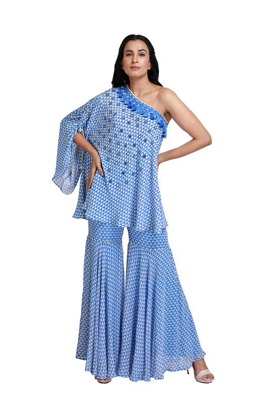 One Shoulder Sharara Set - Set of 2