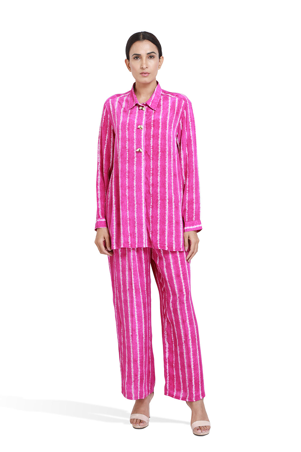 Majenta Lehriya Co-ord Set - Set of 2