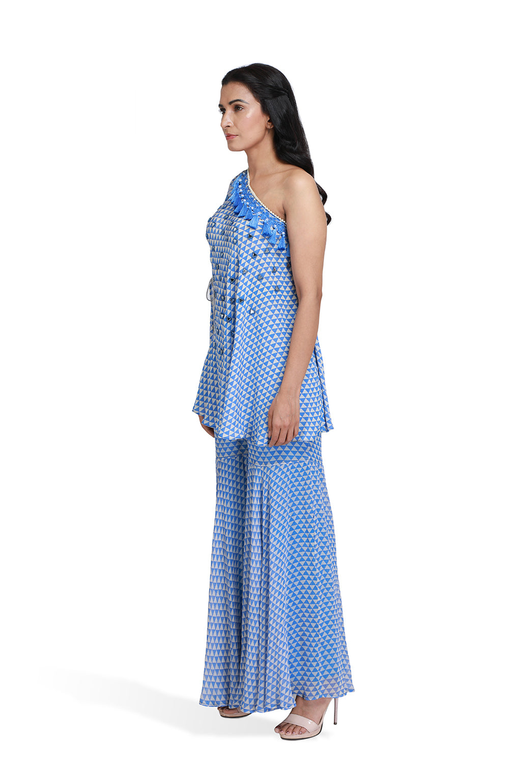 Omera One Shoulder Sharara Set