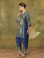 Alvira Ikat Bandhini Kurta Set in Blue