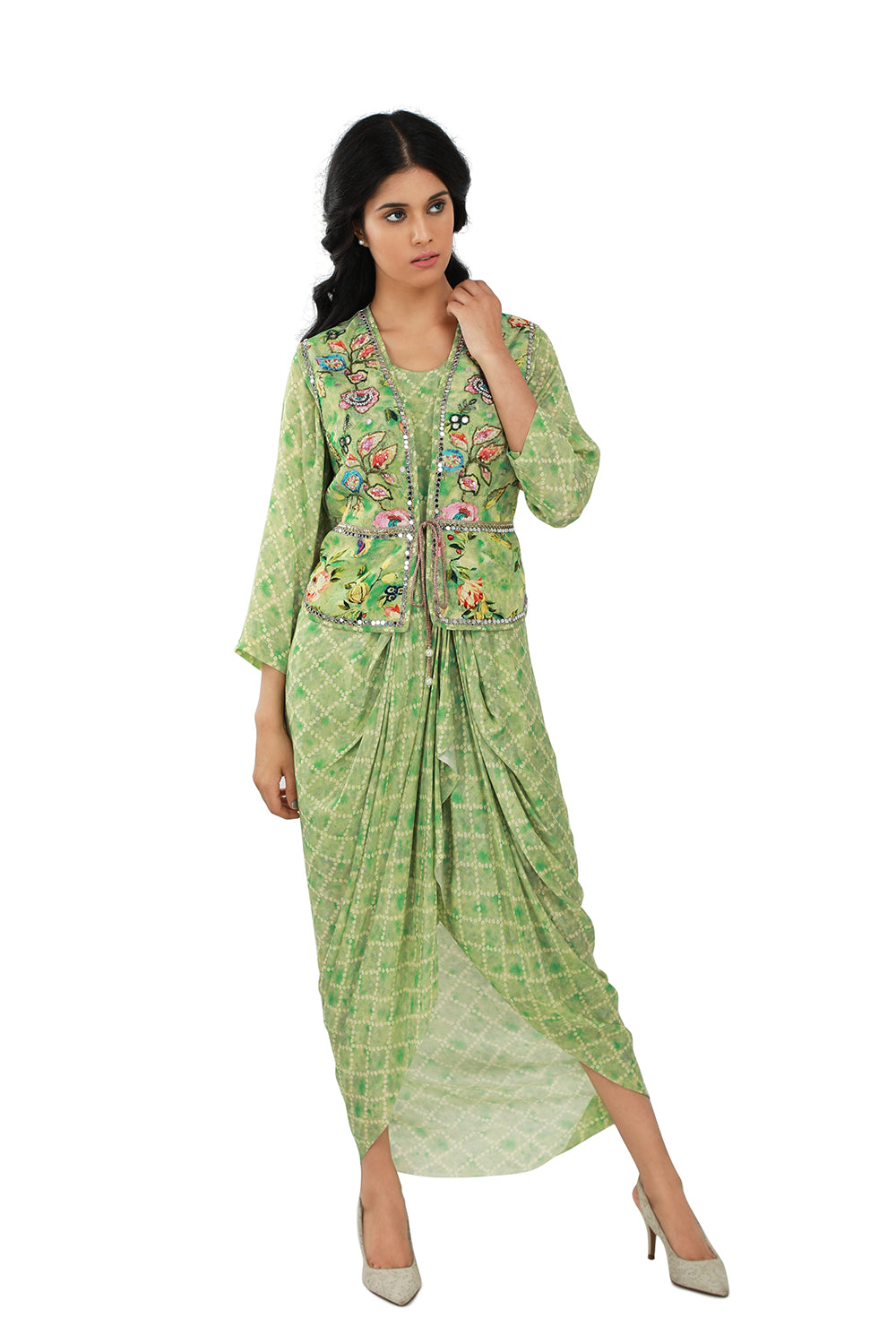 Rhea Bandhini Draped Co-ord Set