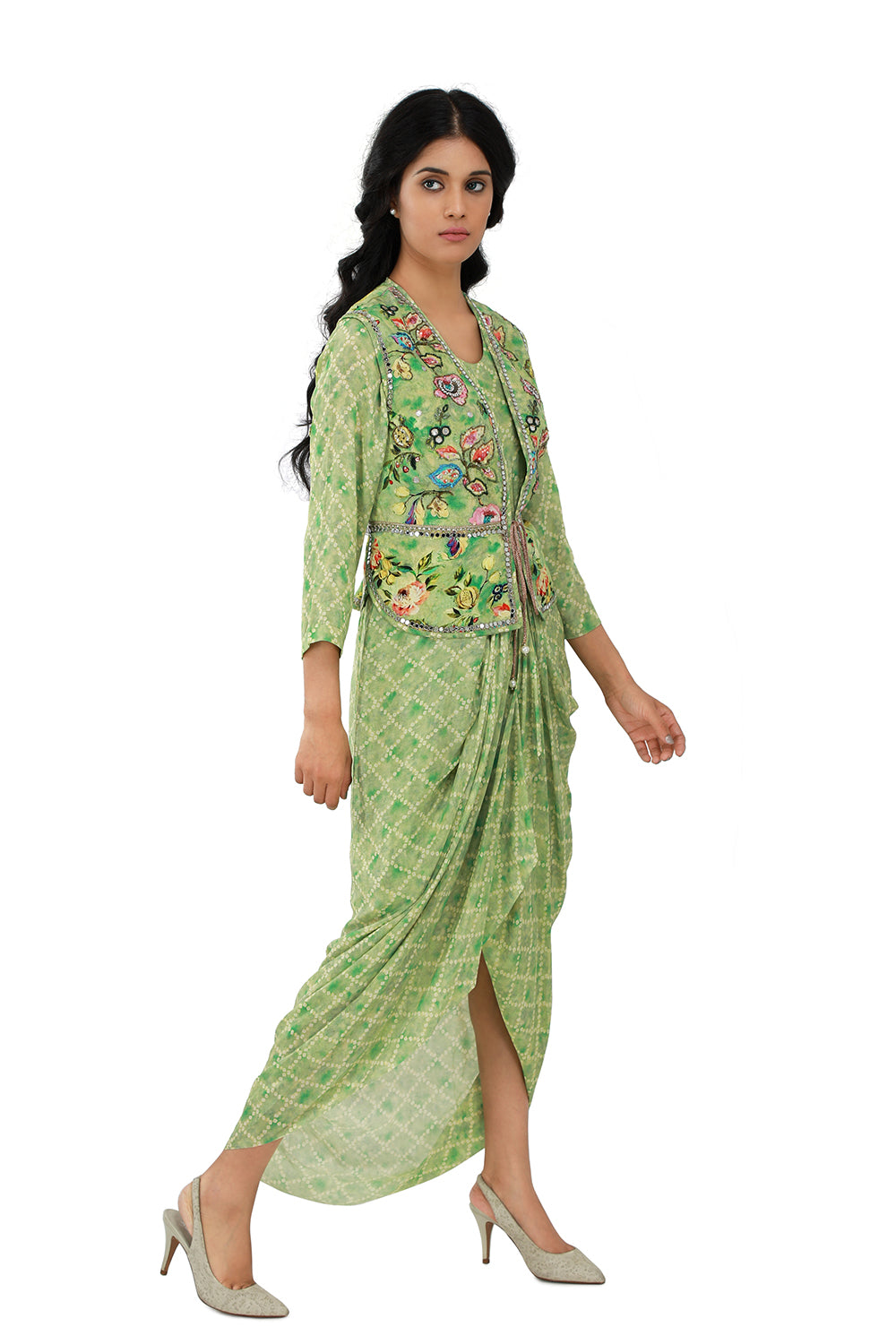 Rhea Bandhini Draped Co-ord Set
