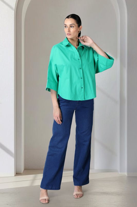 Turquoise Green collar Shirt