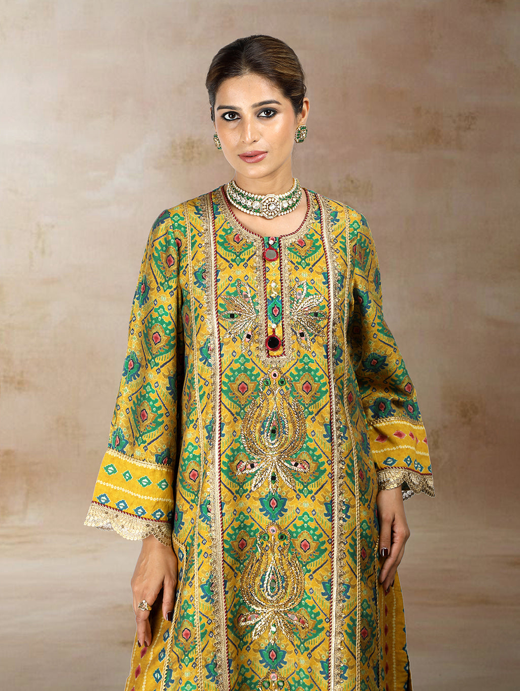 Inaya Ikat Bandhini Kaftan Dress
