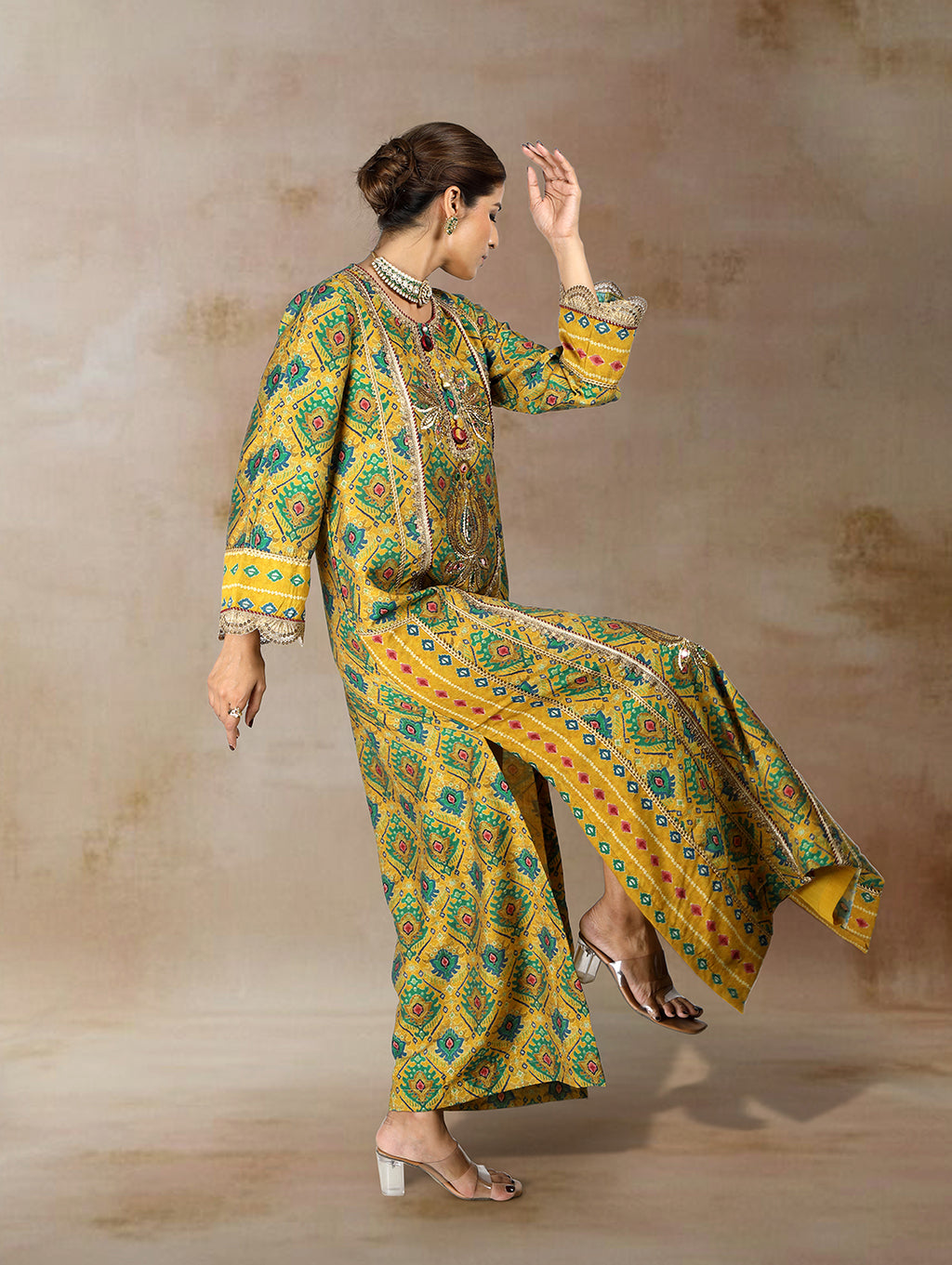 Inaya Ikat Bandhini Kaftan Dress