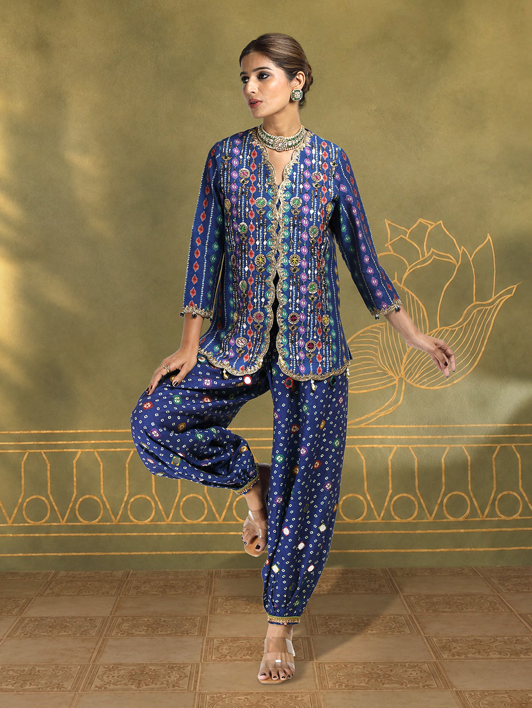 Meher Embroidered Jacket Set with Balloon Pants