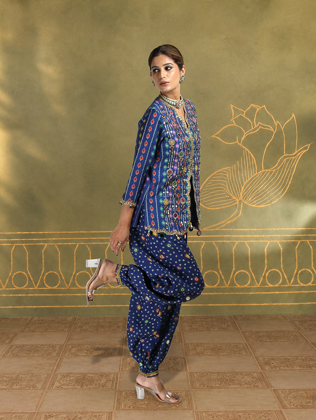 Meher Embroidered Jacket Set with Balloon Pants