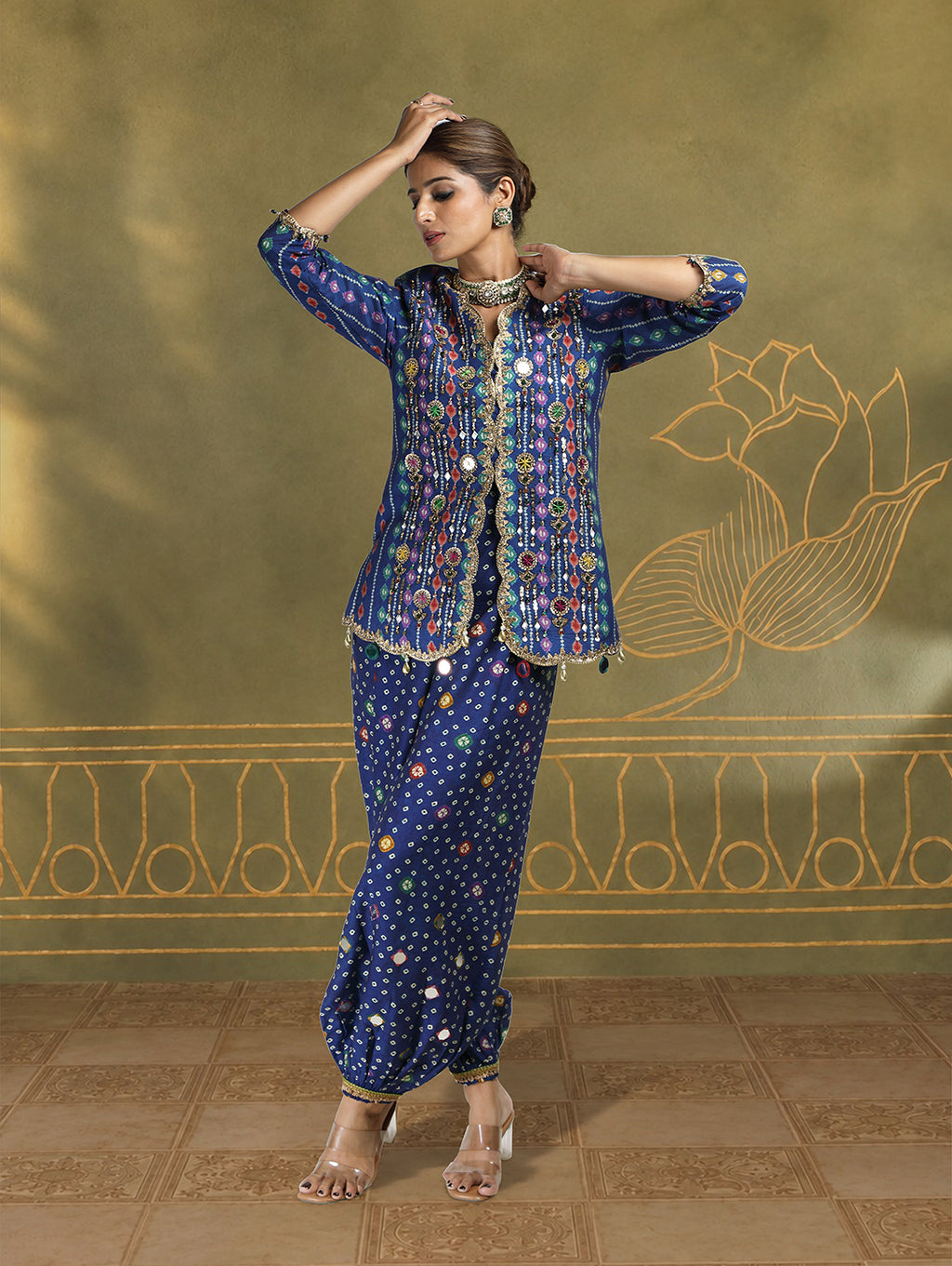 Meher Embroidered Jacket Set with Balloon Pants