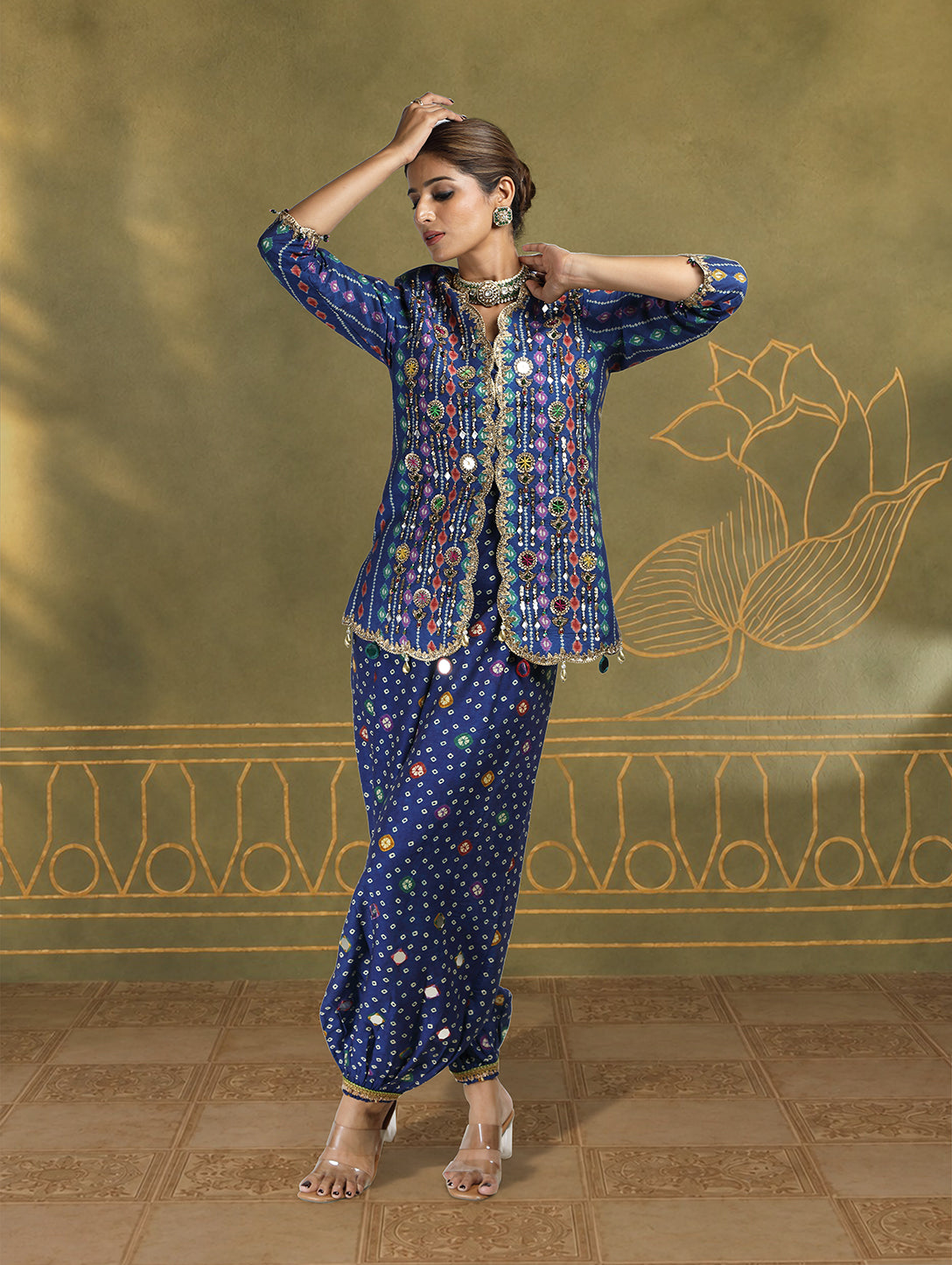 Meher Embroidered Jacket Set with Balloon Pants