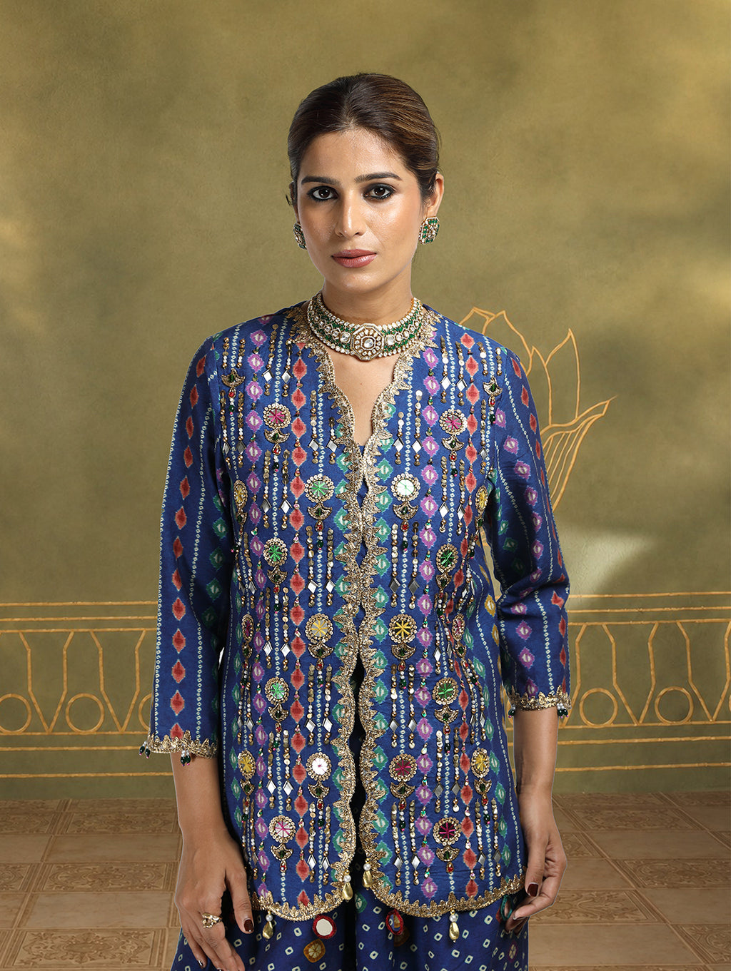 Meher Embroidered Jacket Set with Balloon Pants