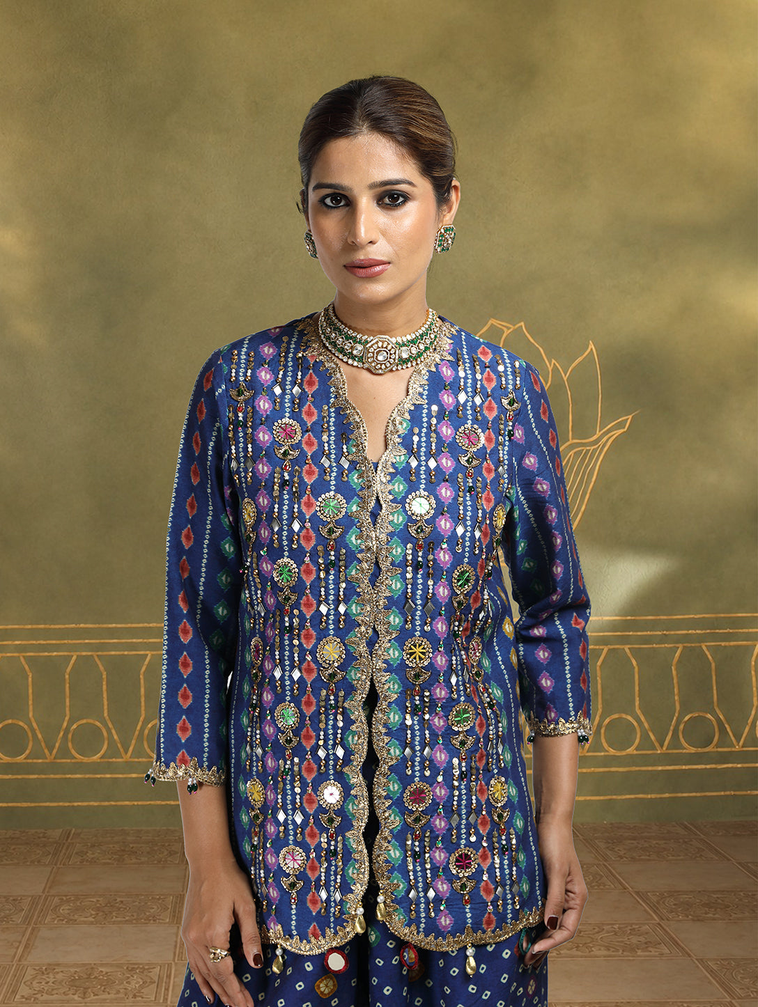 Meher Embroidered Jacket Set with Balloon Pants