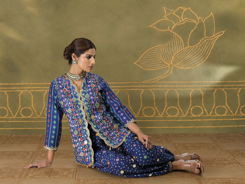 Meher Embroidered Jacket Set with Balloon Pants