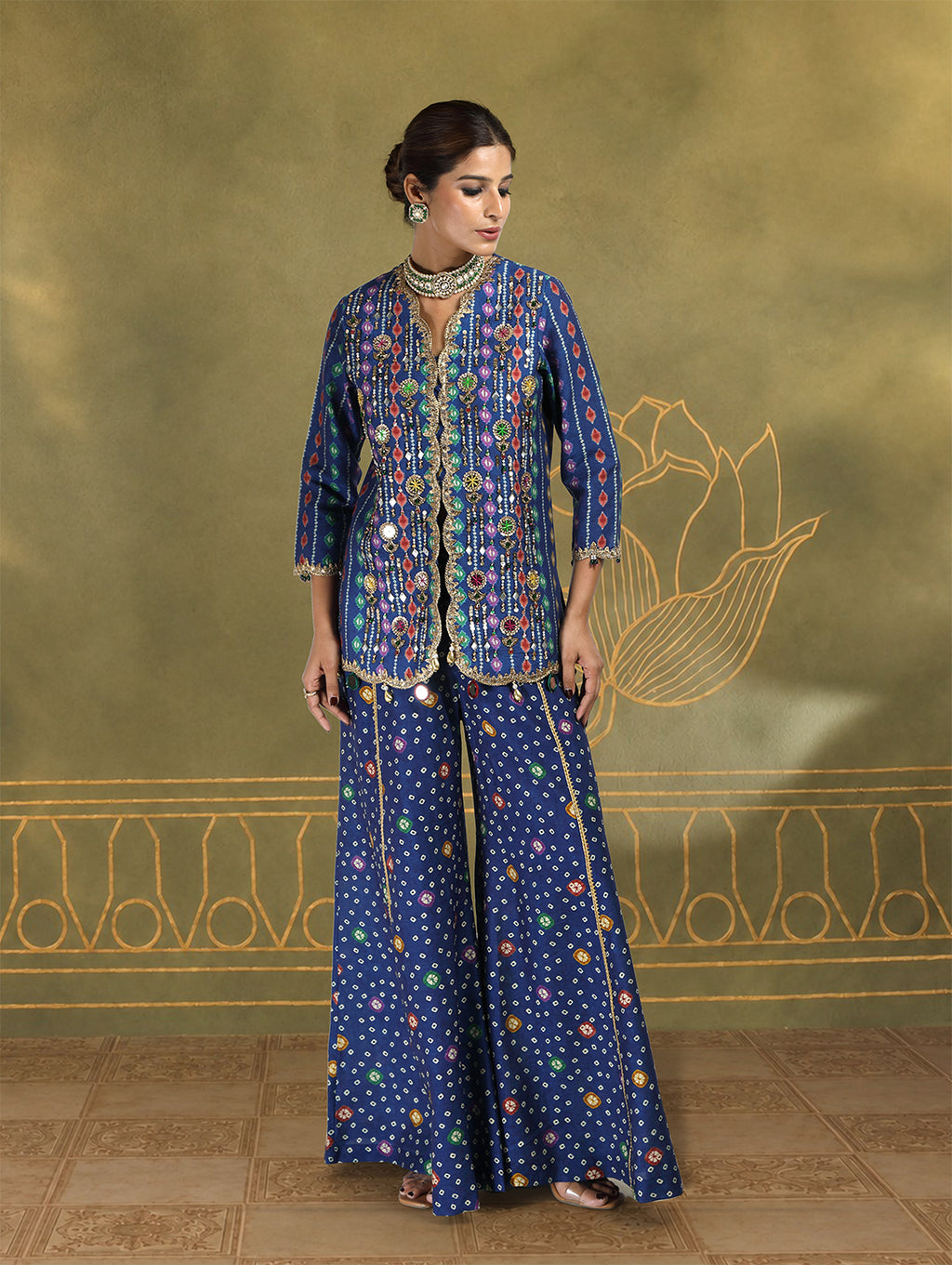 Mahira Embroidered Jacket Set with Kali Pants