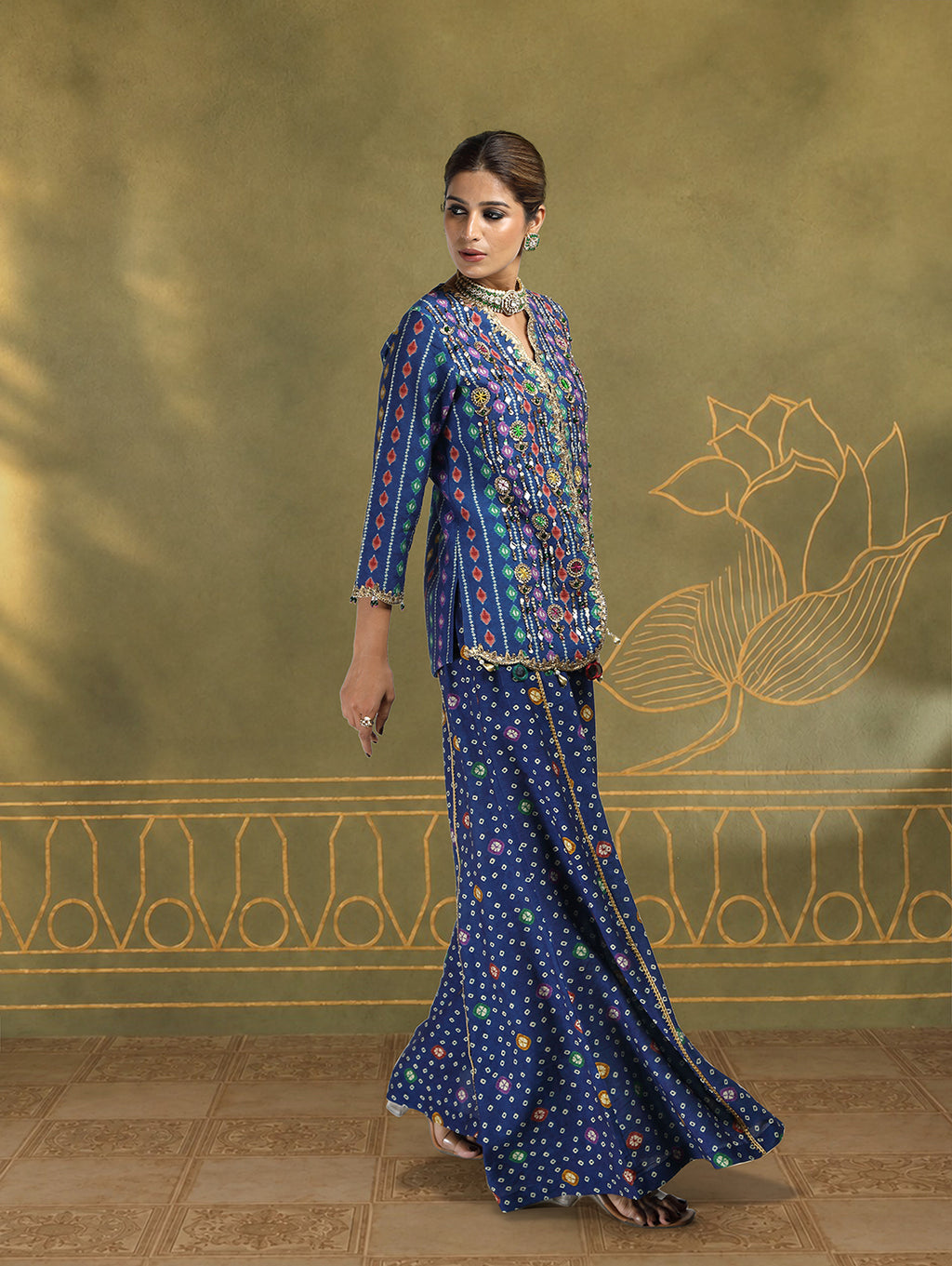 Mahira Embroidered Jacket Set with Kali Pants