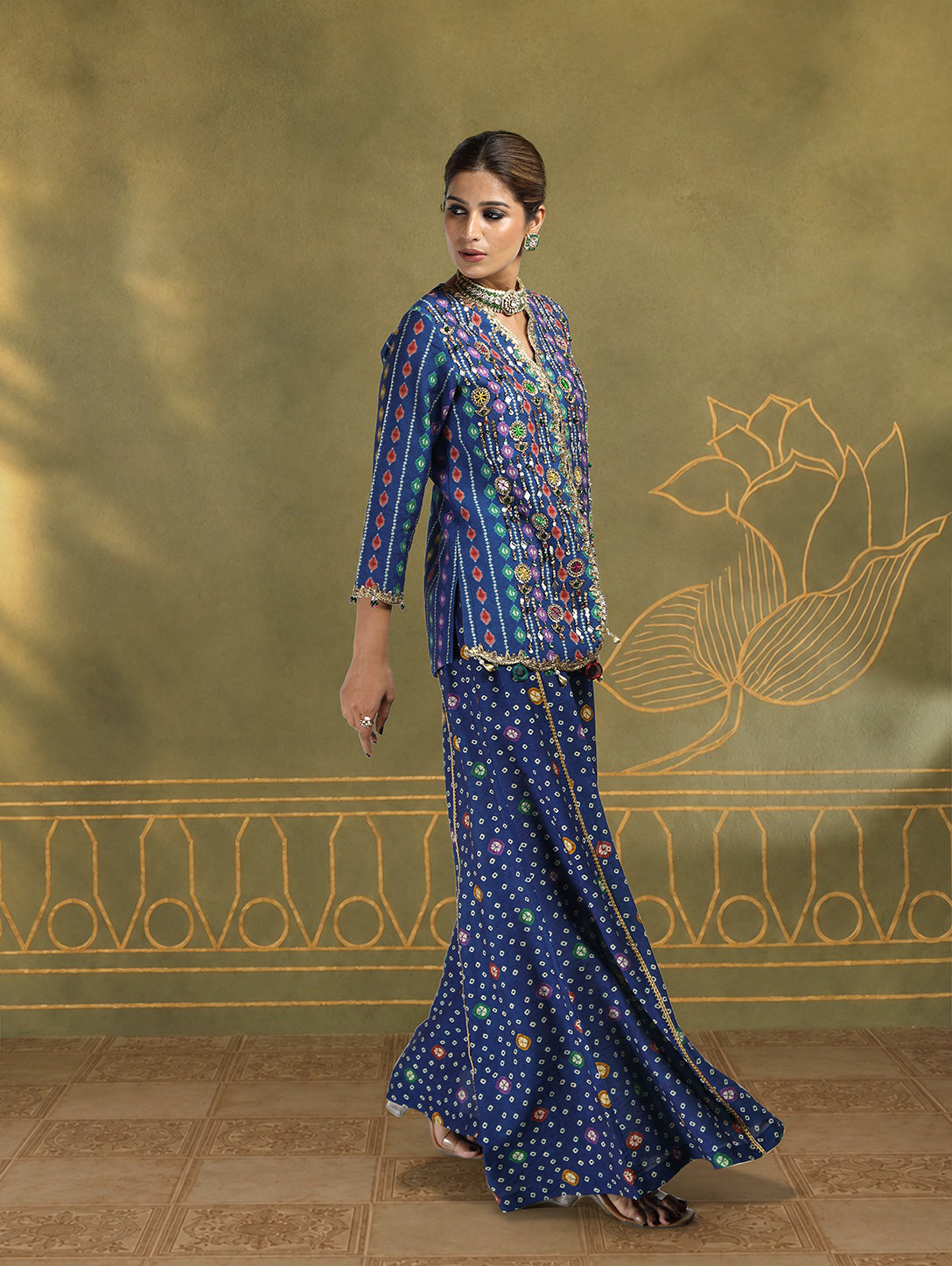 Mahira Embroidered Jacket Set with Kali Pants