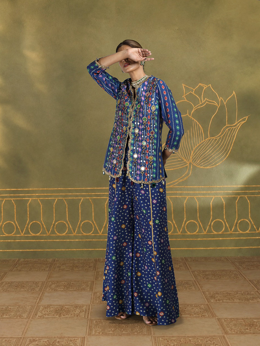 Mahira Embroidered Jacket Set with Kali Pants