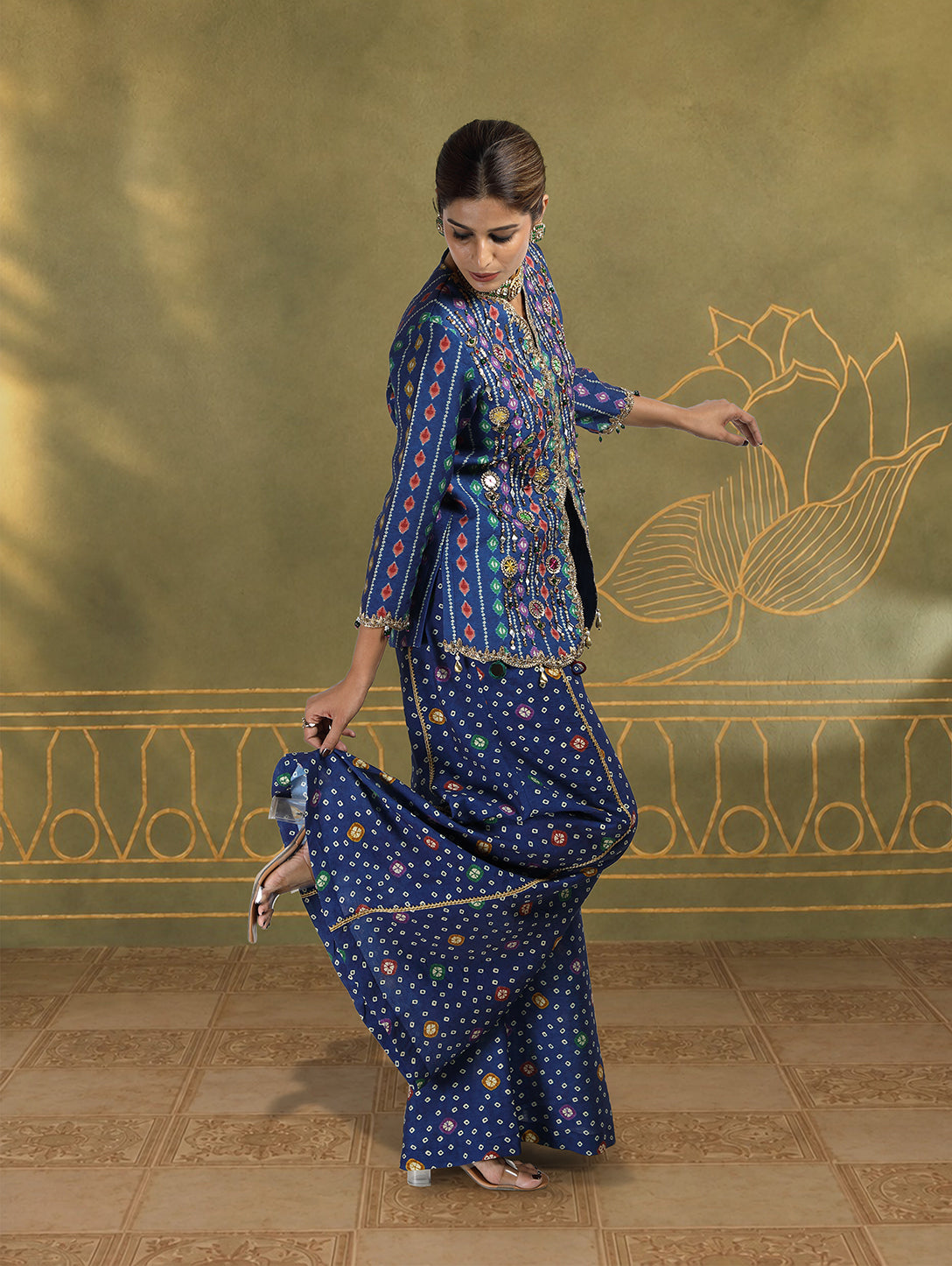 Mahira Embroidered Jacket Set with Kali Pants