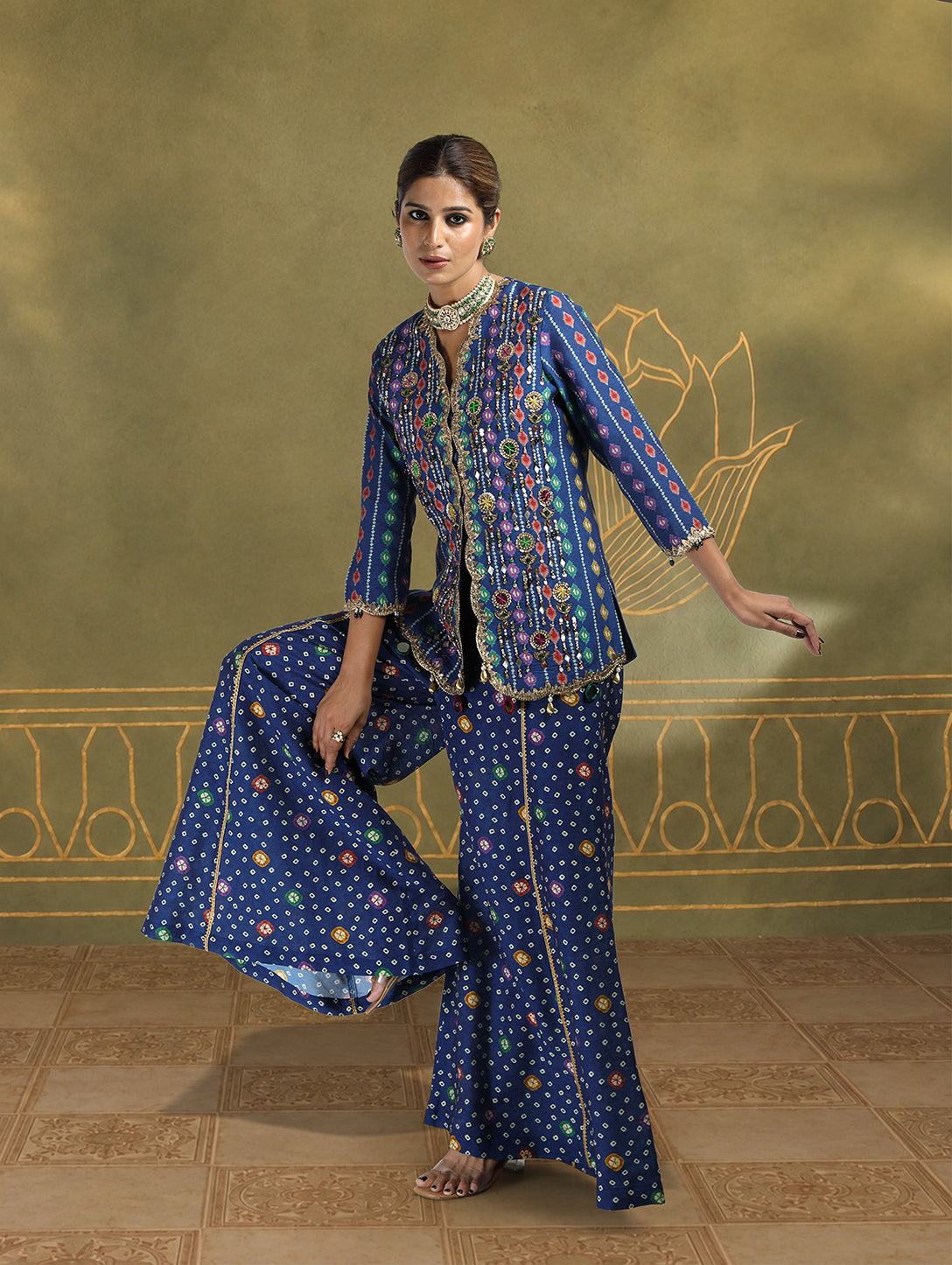 Mahira Embroidered Jacket Set with Kali Pants