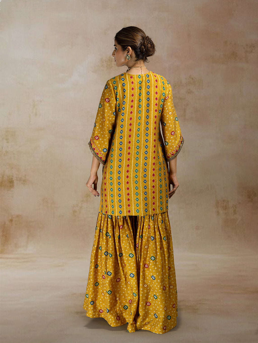Raiza Ikat Bandhini Peplum Sharara Set