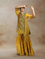 Raiza Ikat Bandhini Peplum Sharara Set