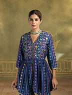 Hazel Ikat Bandhini Sharara Set in Blue