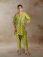 Nazia Bandhini Jacket Co-ord Set in Green