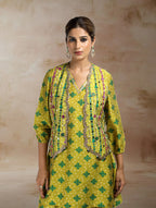 Nazia Bandhini Jacket Co-ord Set in Green