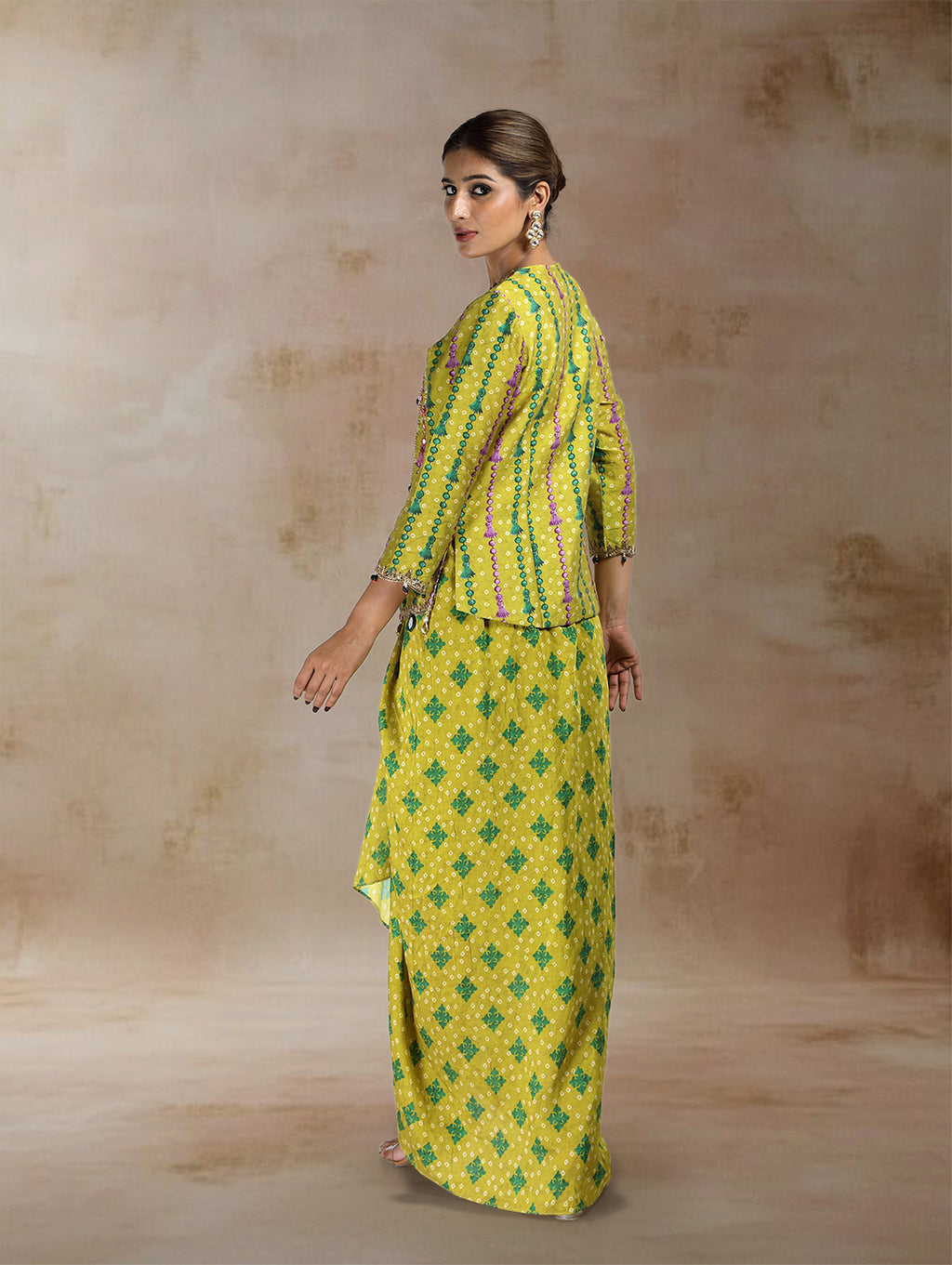 Vidhi Embroidered Jacket Set with Draped Skirt
