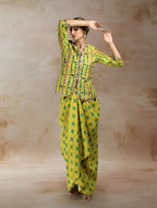 Vidhi Embroidered Jacket Set with Draped Skirt