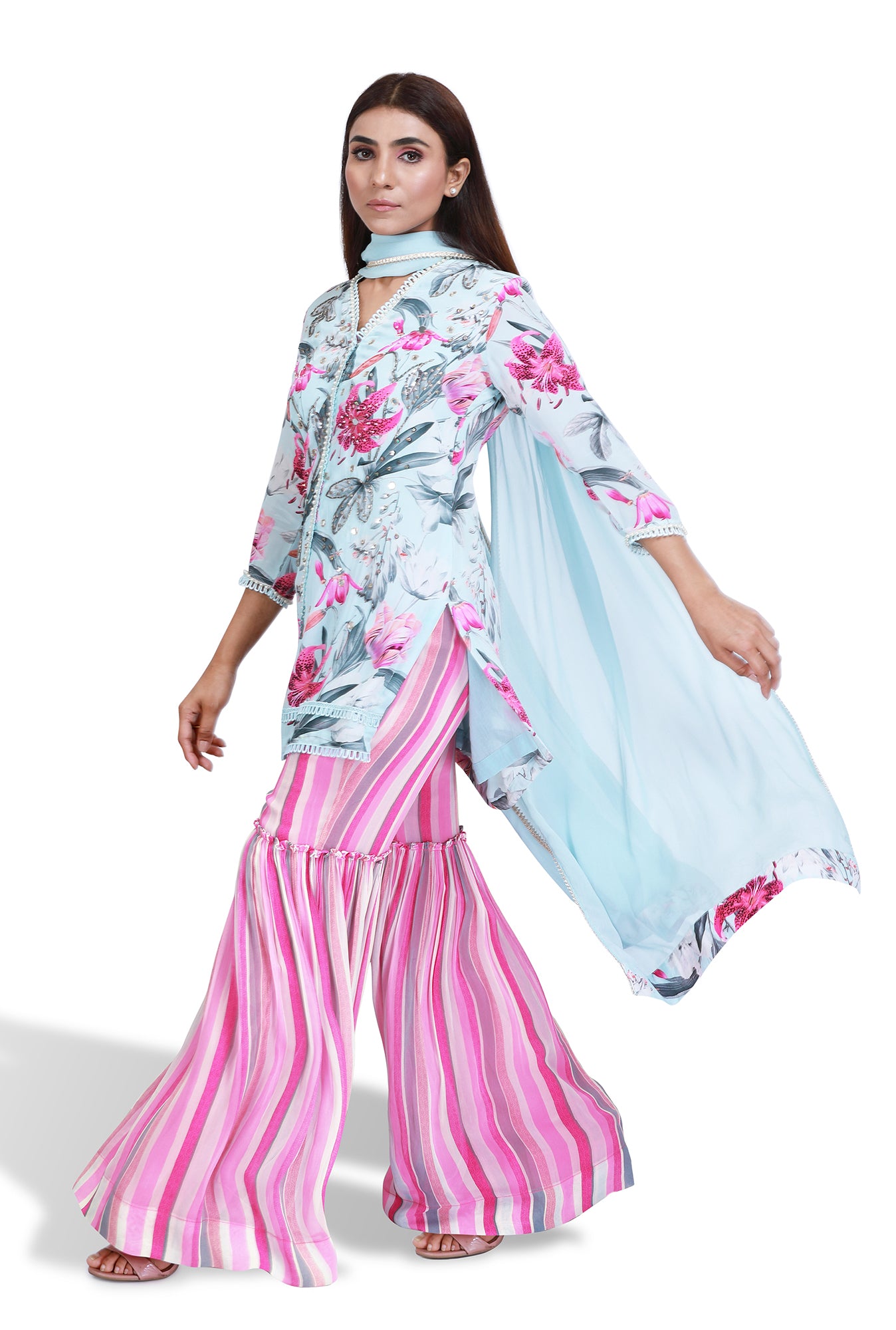 Rivna Embroidered Sharara Set