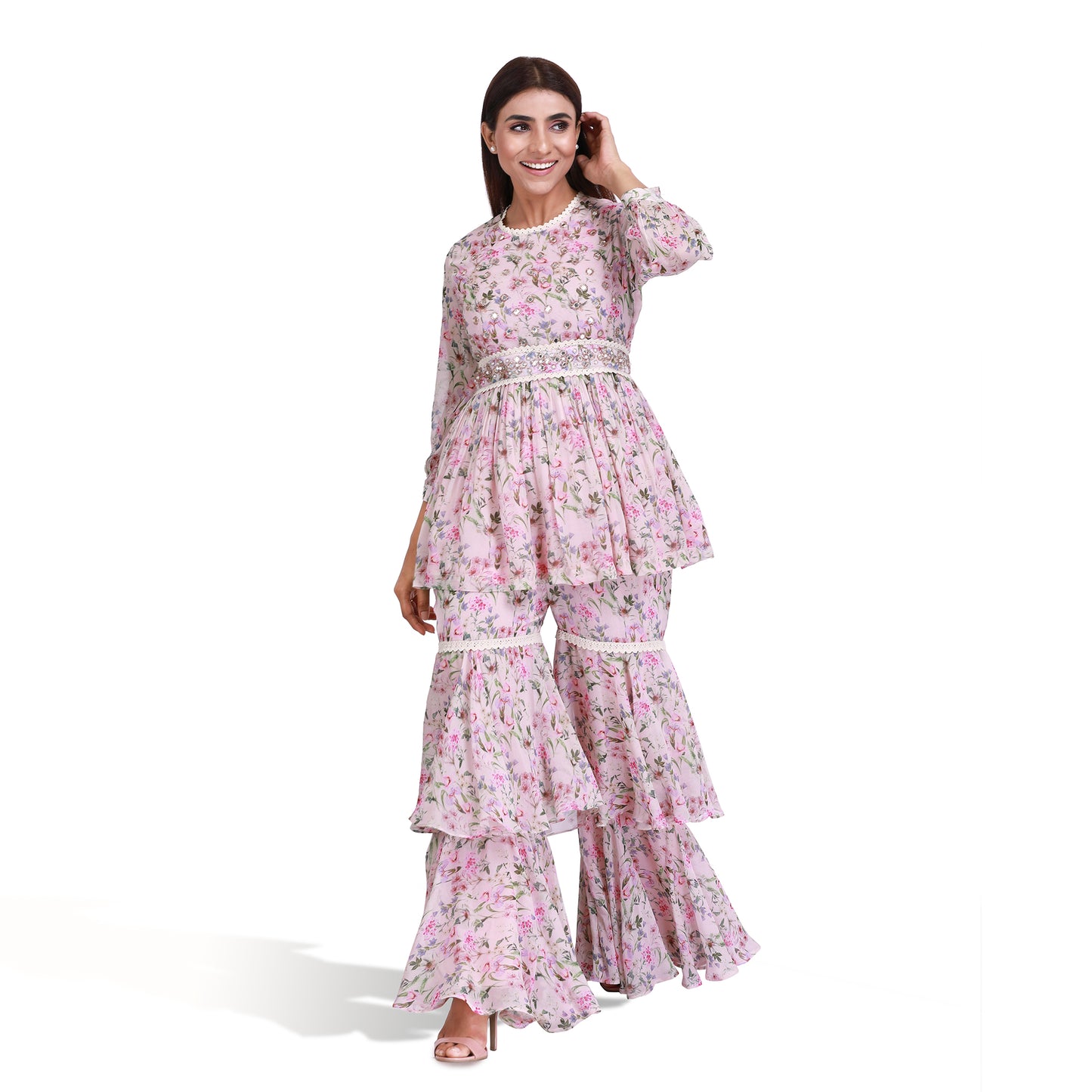 Pink double layer sharara set- SET OF 2