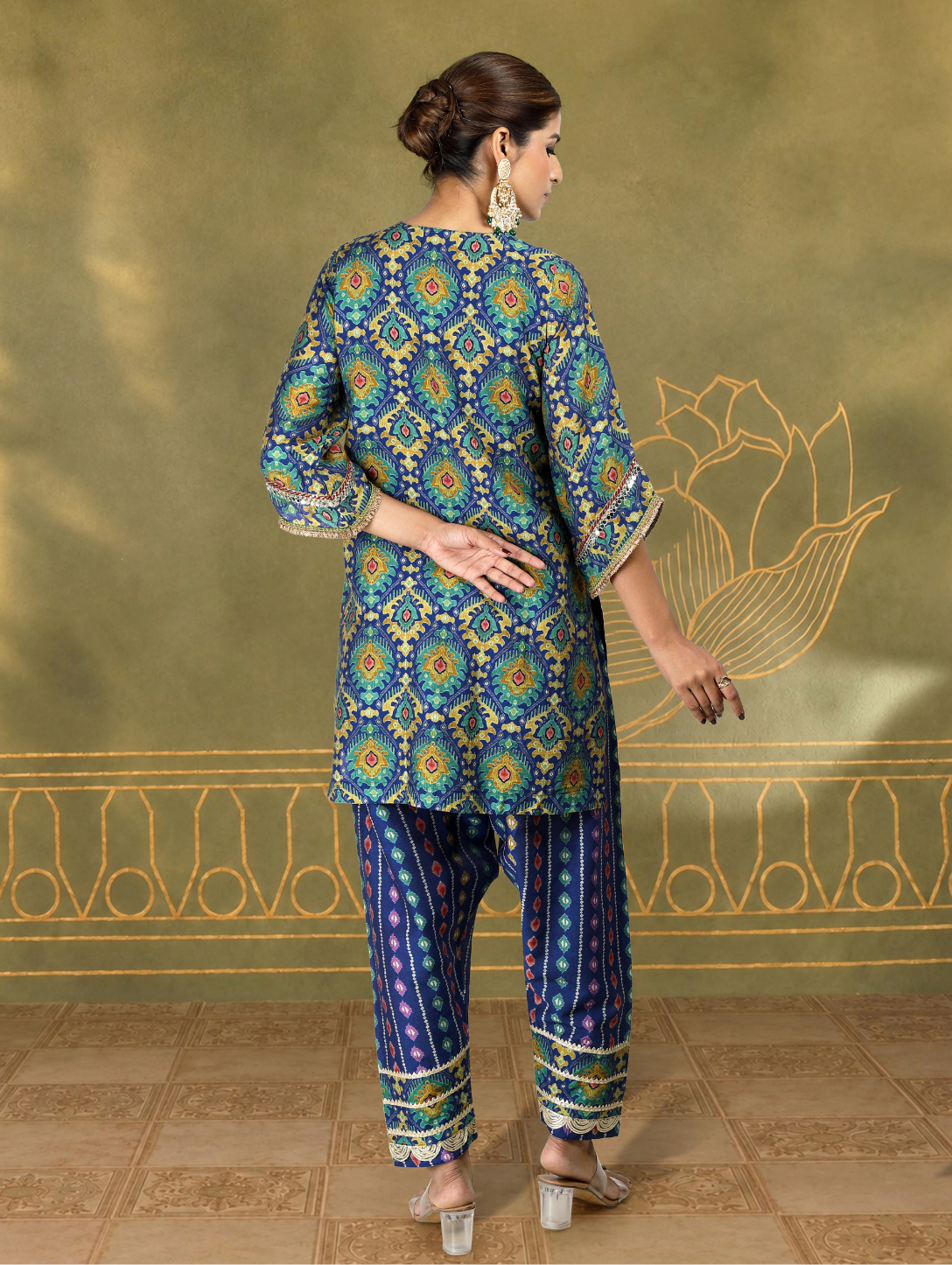 Alvira Ikat Bandhini Kurta Set in Blue