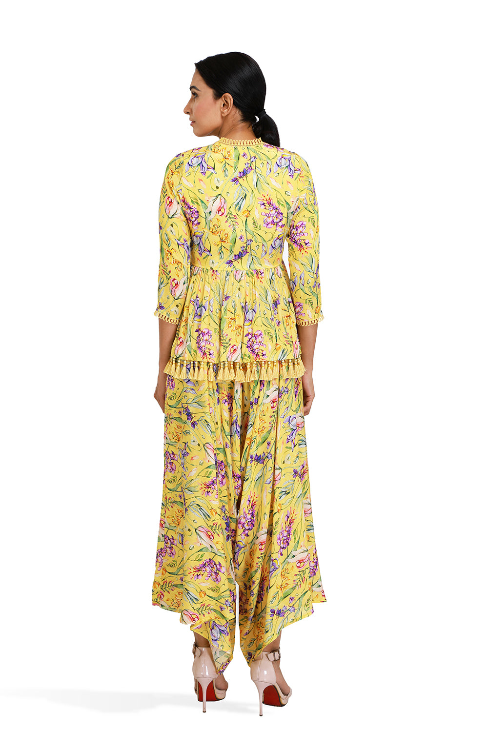 Peplum Kurta With Stylised Pants - Set of 2