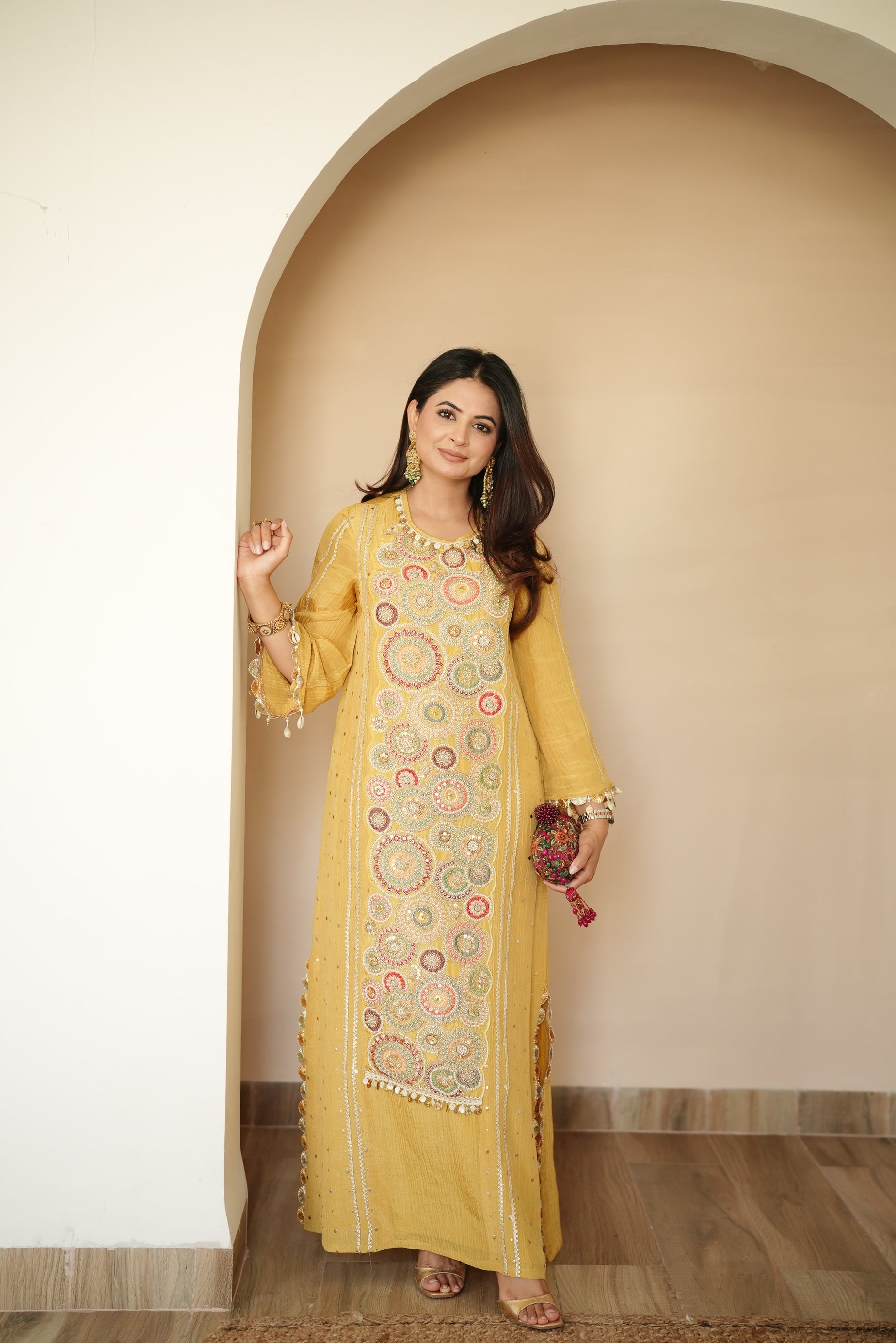Kavya Zari Tissue Kaftan Dress