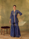 Hazel Ikat Bandhini Sharara Set in Ochre