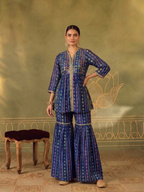 Hazel Ikat Bandhini Sharara Set in Ochre