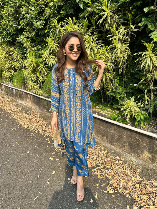 Kaftan Bandhini Kurta Set With Pants - Set of 2