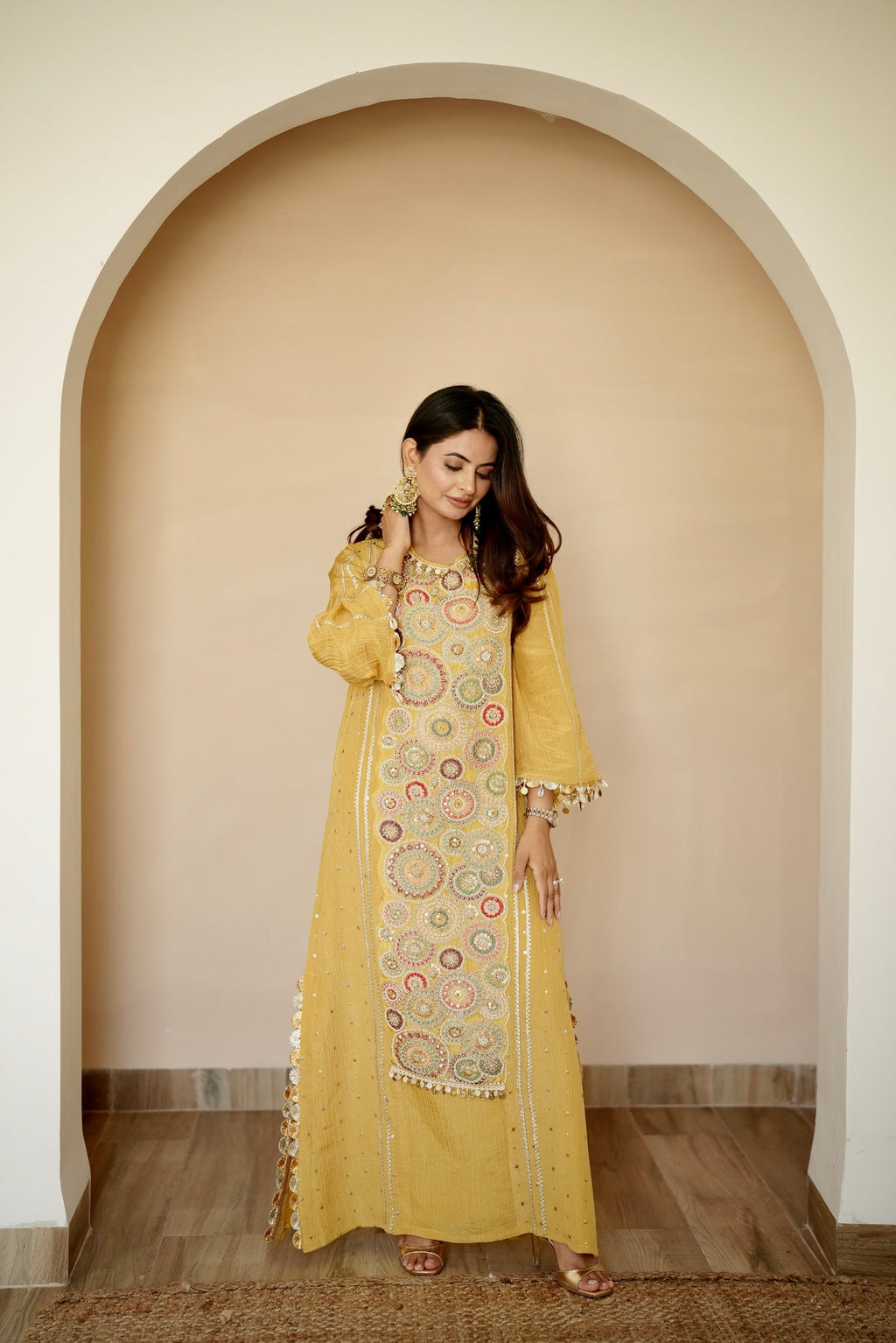 Kavya Zari Tissue Kaftan Dress