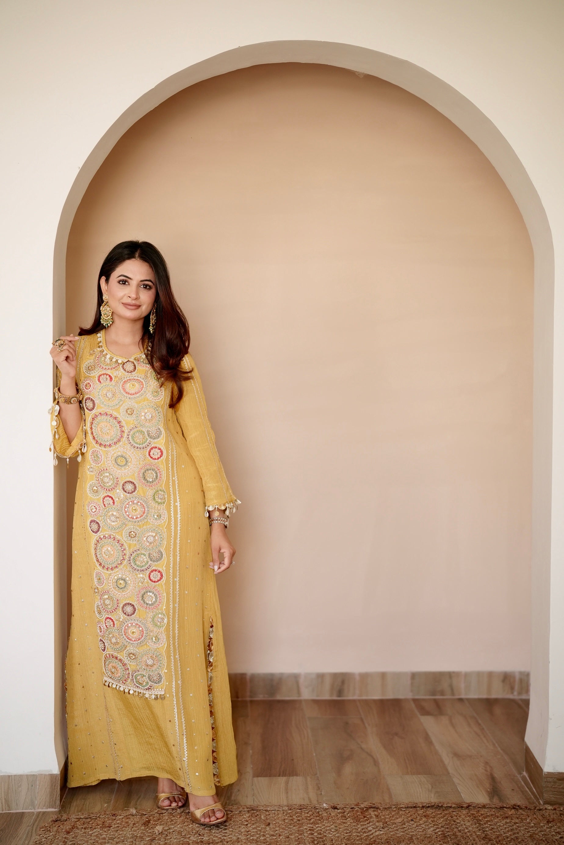 Kavya Zari Tissue Kaftan Dress