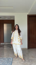 Meera Mirror Embroidered Jacket Sharara Set in Yellow